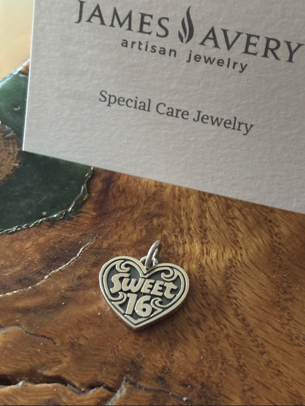Retired James Avery Sweet 16 Heart Charm – Sterling Silver 925 –
